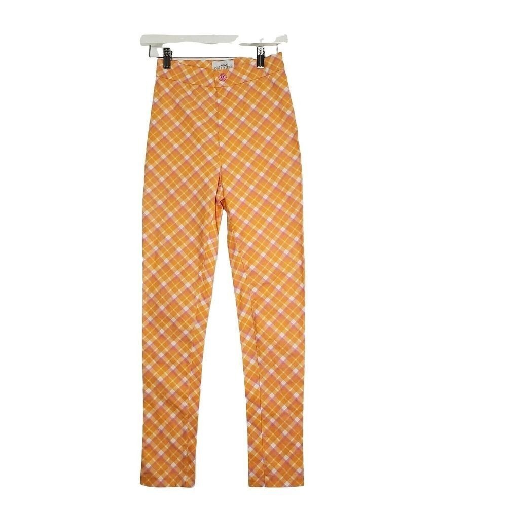 Urban Outfitters Womens Retro Preppy 90s Plaid Skinny Pants 0 High Rise Dopamine